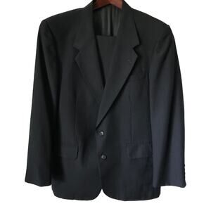 Stafford Suit Mens Black Dress Two Piece Poly Blend Business Work Size 42R